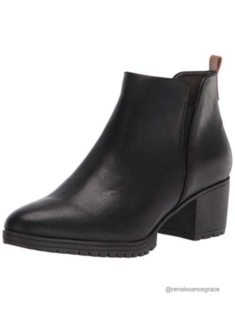 Women's Faux Leather Ankle Bootie Slip-On Block Heel Comfort
